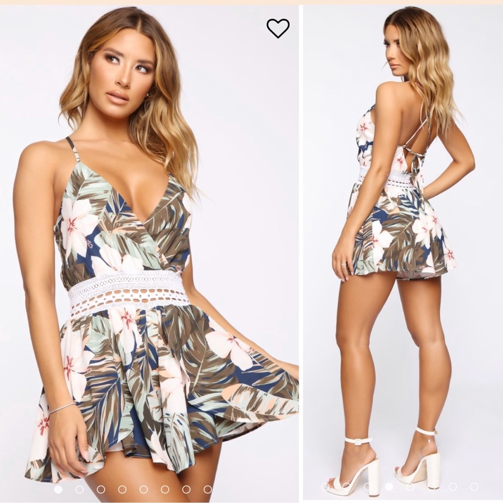 🌴Tropical Surplice Crochet Romper! NWOT
